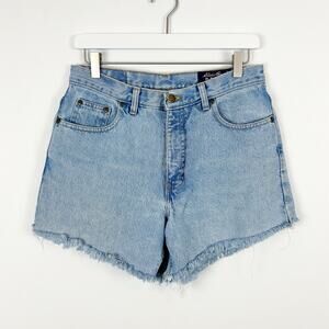 Vintage Eddie Bauer Denim Light Wash Raw Hem High Rise Shorts Size 10